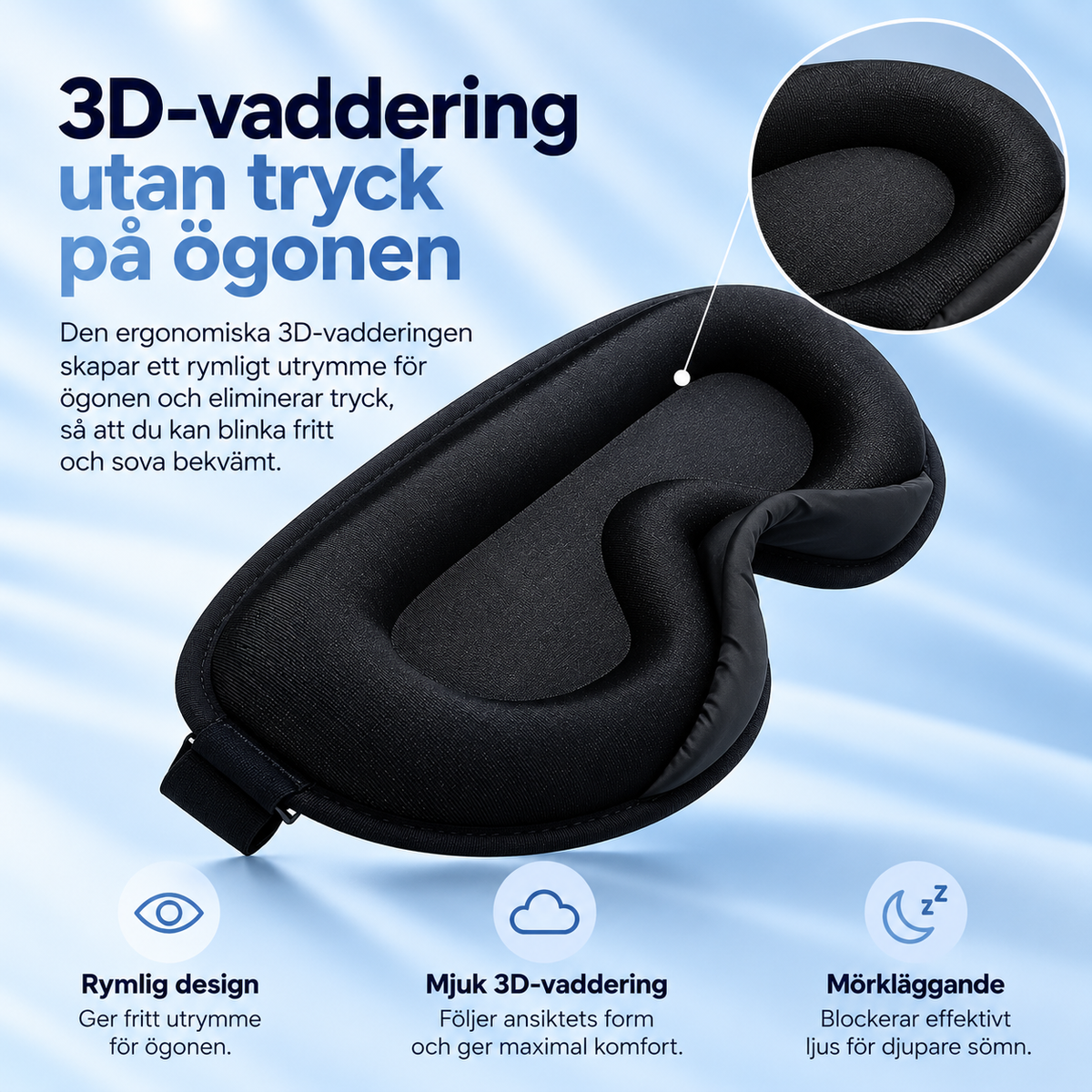 3D Sovmask – Mörkläggande & Tryckfri Komfort