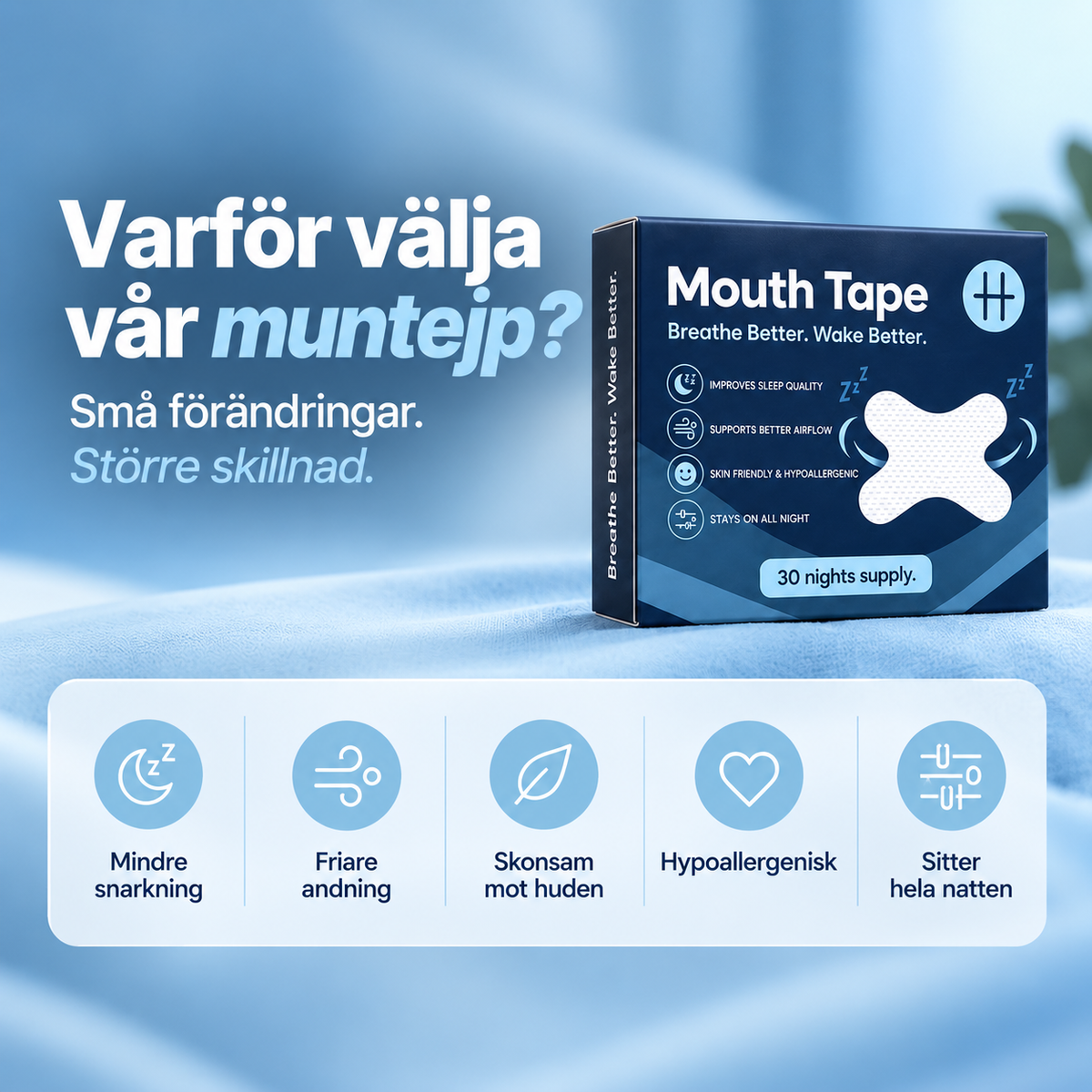Muntejp för näsandning – 30 st
